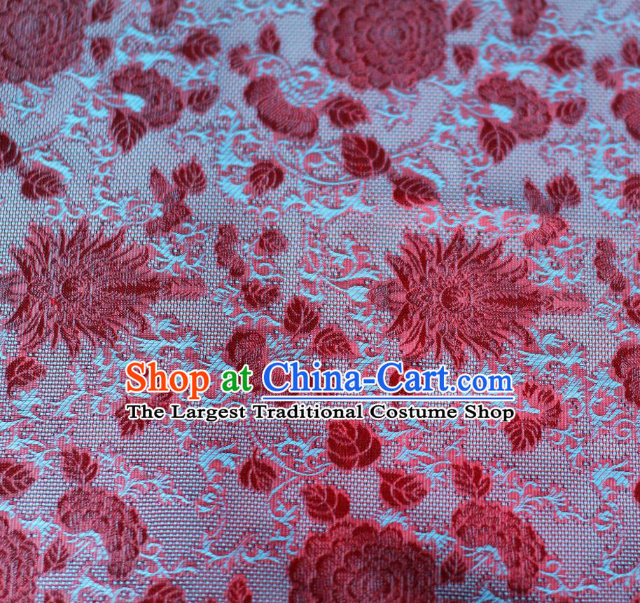 Chinese Wine Red Silk Fabric Classical Peony Pattern Brocade Cloth Tapestry Material Traditional Qipao Dress Damask Drapery