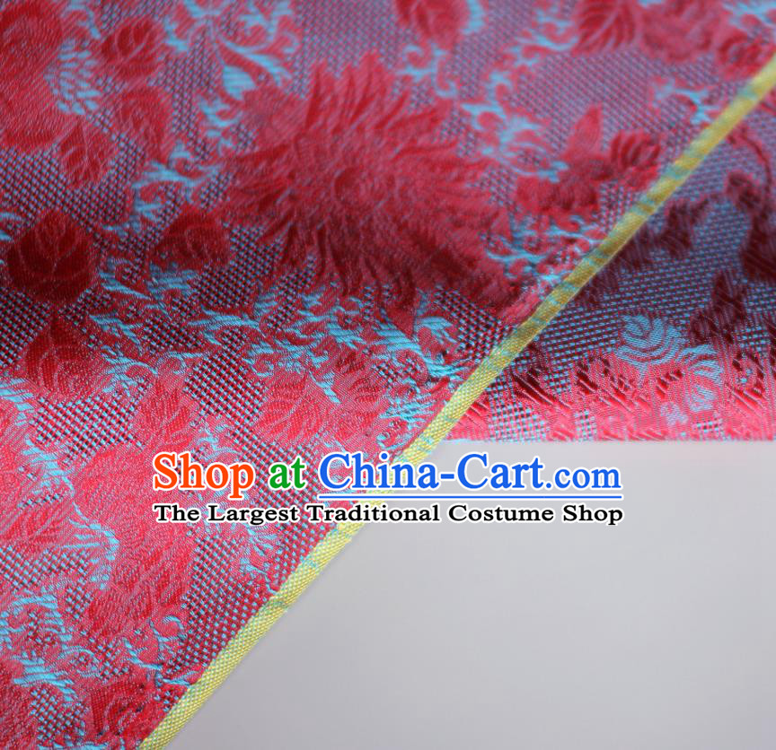 Chinese Wine Red Silk Fabric Classical Peony Pattern Brocade Cloth Tapestry Material Traditional Qipao Dress Damask Drapery