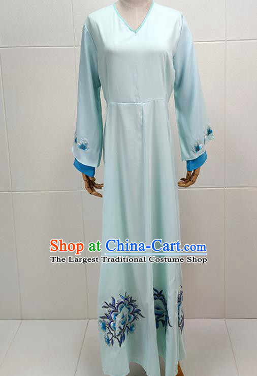 Chinese Traditional Peking Opera Young Lady Blue Dress Shaoxing Opera Court Maid Garment Beijing Opera Diva Clothing