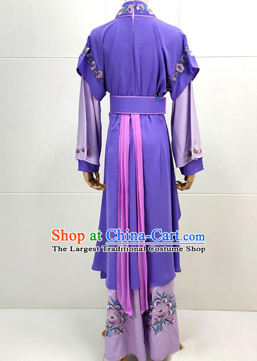 Chinese Beijing Opera Actress Clothing Traditional Peking Opera Servant Girl Purple Dress Shaoxing Opera Palace Lady Garment
