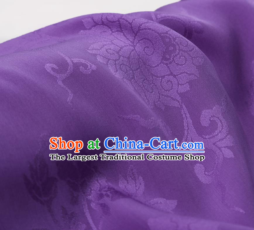 Chinese Traditional Qipao Dress Damask Drapery Purple Silk Fabric Classical Peony Pattern Brocade Cloth Tapestry Material