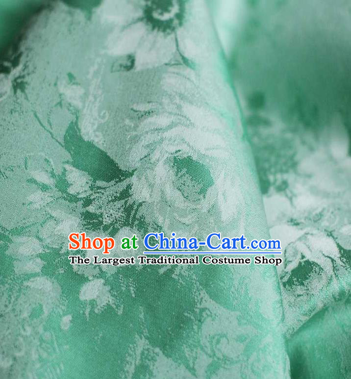 Chinese Tapestry Material Traditional Qipao Dress Damask Drapery Green Silk Fabric Classical Rose Pattern Brocade Cloth