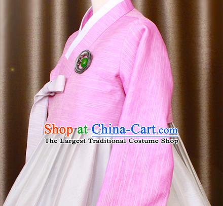 Asian Korea Bride Rosy Blouse and Printing Dress Traditional Fashion Garments Korean Court Princess Hanbok Clothing