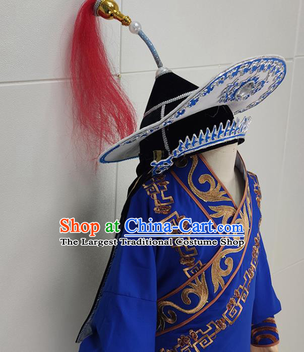 China Peking Opera Swordsman Lin Chong Garments Traditional Shaoxing Opera Wusheng Clothing and Hat