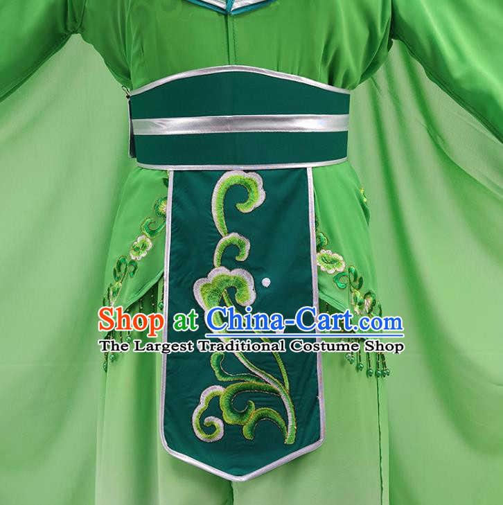 Chinese Peking Opera Young Woman Green Dress Traditional Shaoxing Opera Xiao Qing Garment Beijing Opera Swordswoman Clothing