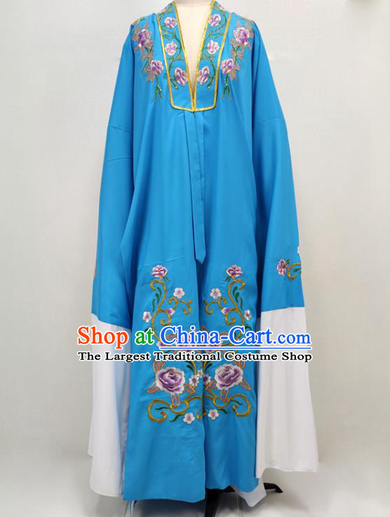China Traditional Beijing Opera Young Man Blue Cape Shaoxing Opera Clothing Peking Opera Scholar Garment Costume