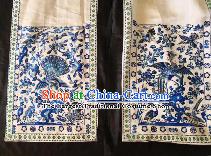 China Traditional White Silk Bust Skirt National Embroidered Clothing Qing Dynasty Pleated Skirt