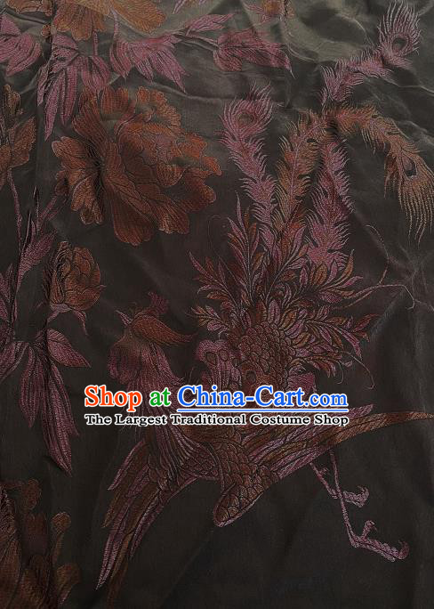 China Classical Phoenix Pattern Silk Fabric Traditional Cheongsam Brocade Cloth Jacquard Drapery