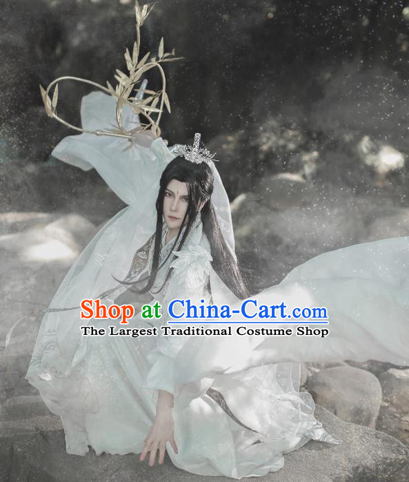 Chinese Ancient Swordsman Chu Wanning Hanfu Clothing Traditional Drama Cosplay Noble Prince White Garment Costume