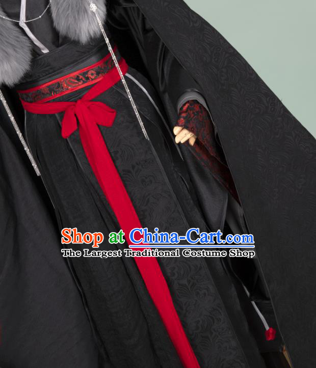 Chinese Ancient Royal King Black Hanfu Clothing Traditional Drama Cosplay Swordsman Gu Yun Garment Costume