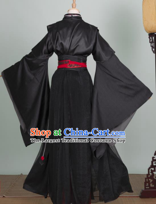 Chinese Ancient Royal King Black Hanfu Clothing Traditional Drama Cosplay Swordsman Gu Yun Garment Costume