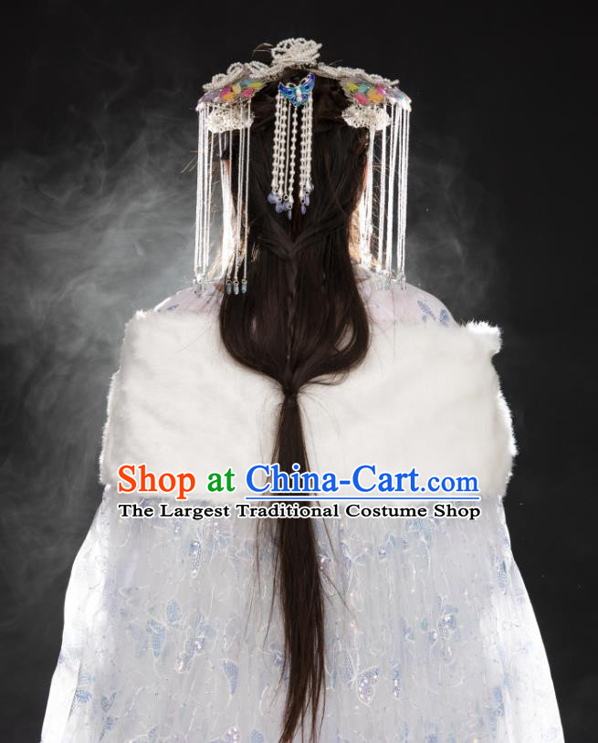 China Traditional Cosplay Tang Dynasty Princess Clothing Ancient Fairy Goddess White Hanfu Dress Garments