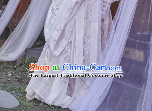 China Ancient Fairy Princess White Hanfu Dress Garments Traditional Jin Dynasty Court Infanta Historical Clothing Full Set