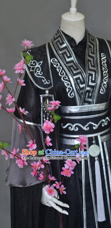 Chinese Ancient King Black Hanfu Clothing Drama Cosplay Tang Dynasty Crown Prince Ye Hua Garment Costumes