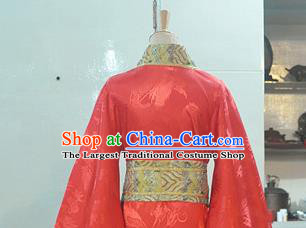 Chinese Ancient Emperor Red Hanfu Clothing Drama Cosplay Apparels Han Dynasty King Garment Costumes