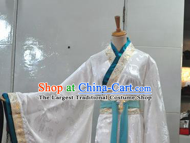 Chinese Drama Cosplay Nobility Childe White Apparels Qin Dynasty Prince Garment Costumes Ancient Scholar Hanfu Clothing