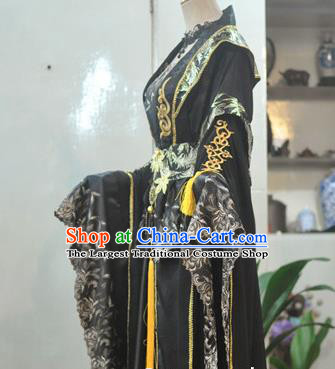 China Traditional Cosplay Tang Dynasty Empress Clothing Ancient Queen Black Hanfu Dress