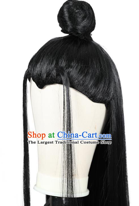 Chinese Cosplay Knight Black Wigs Ancient Swordsman Headdress Tang Dynasty Crown Prince Toupee Hairpieces