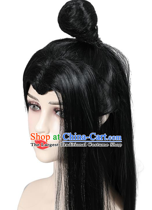 Chinese Ancient Swordsman Headdress Tang Dynasty Young Hero Toupee Hairpieces Cosplay Martial Arts Male Black Wigs