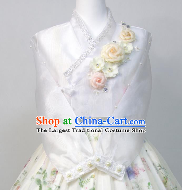 Korea Wedding Fashion Costumes Korean Bride Hanbok White Blouse and Dress Traditional Festival Clothing