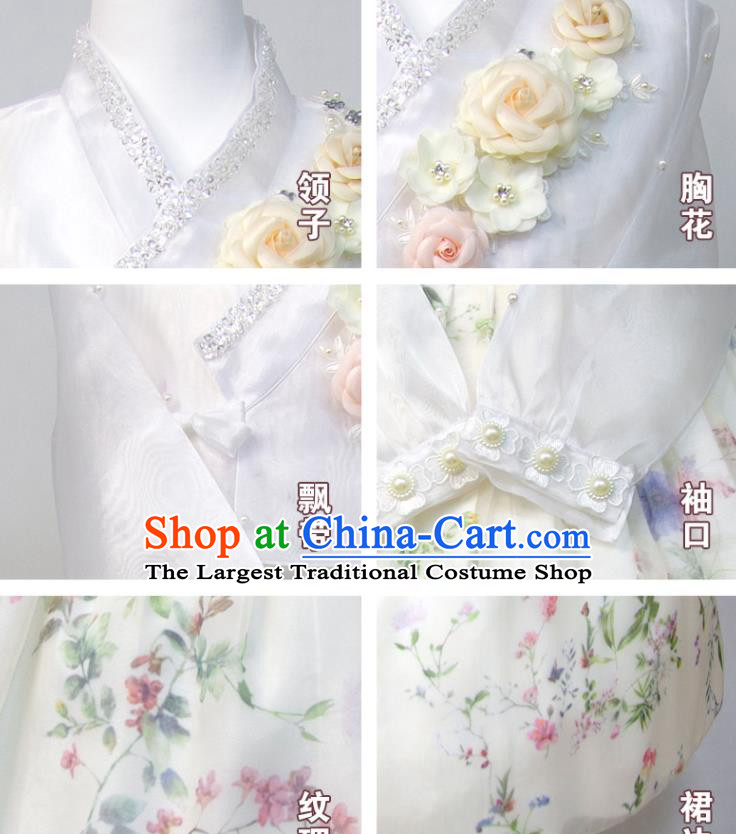 Korea Wedding Fashion Costumes Korean Bride Hanbok White Blouse and Dress Traditional Festival Clothing