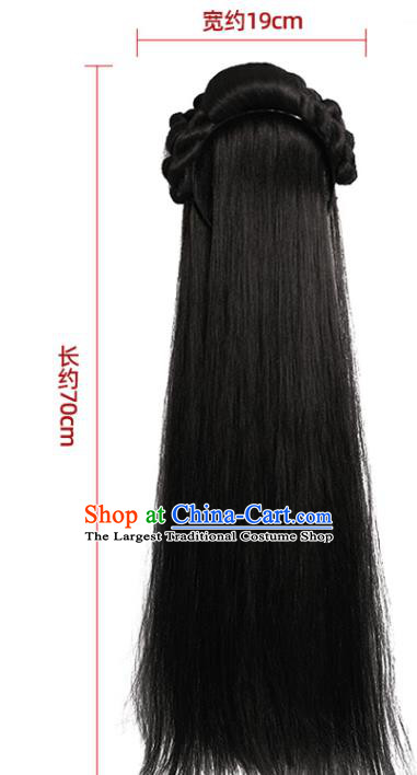 China Ming Dynasty Patrician Beauty Chignon Hairpieces Traditional Hanfu Hair Accessories Ancient Noble Lady Bang Wigs