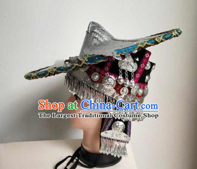 China Tai Nationality Woman Headdress Yunnan Ethnic Peacock Dance Hair Accessories Dai Minority Performance Hat