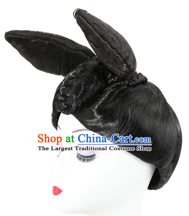 China Tang Dynasty Young Lady Chignon Hairpieces Traditional Hair Accessories Ancient Court Maid Wigs