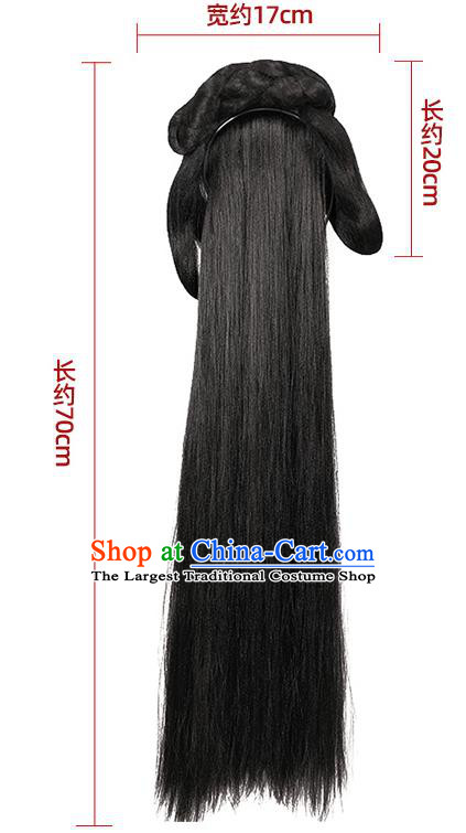 China Ming Dynasty Young Lady Chignon Hairpieces Traditional Hanfu Hair Accessories Ancient Palace Princess Wigs