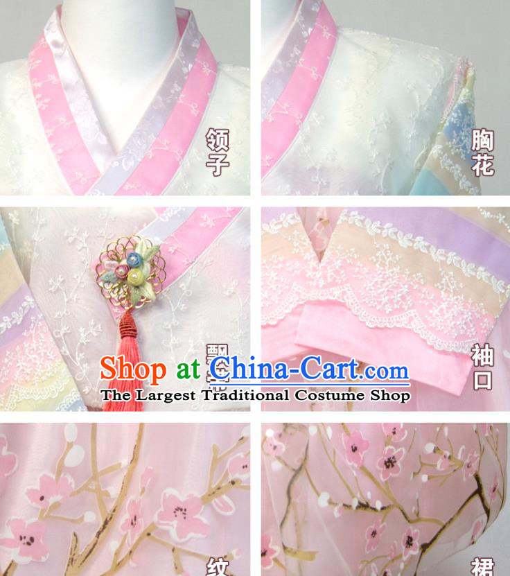 Korea Traditional Bride Clothing Classical Wedding Fashion Costumes Korean Young Lady Hanbok Blouse and Embroidered Pink Dress