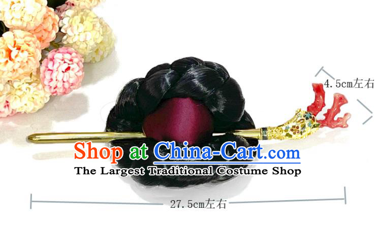 Korean Court Princess Coral Hairpin Traditional Hanbok Hair Accessories Classical Dance Golden Hair Stick