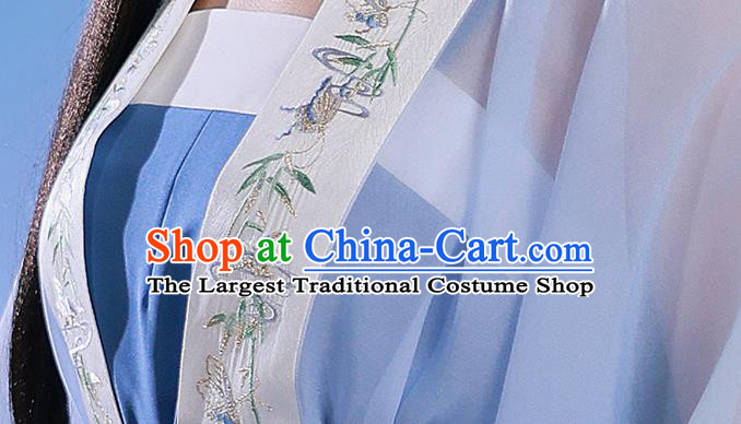China Song Dynasty Civilian Female Historical Clothing Ancient Country Woman Embroidered Hanfu Dress Garments Complete Set