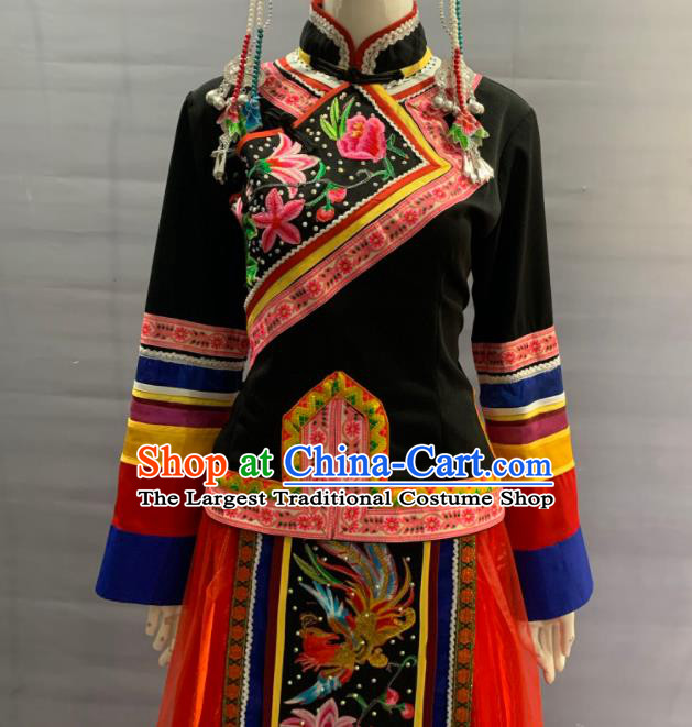 Chinese She Nationality Clothing Minority Folk Dance Dress Uniforms Guangdong Ethnic Festival Garment Costume and Silver Headwear