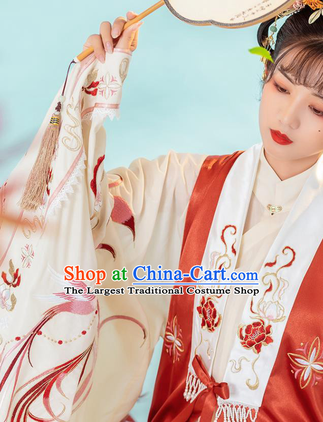 China Ming Dynasty Court Princess Historical Clothing Ancient Nobility Woman Embroidered Hanfu Dress Garments Complete Set