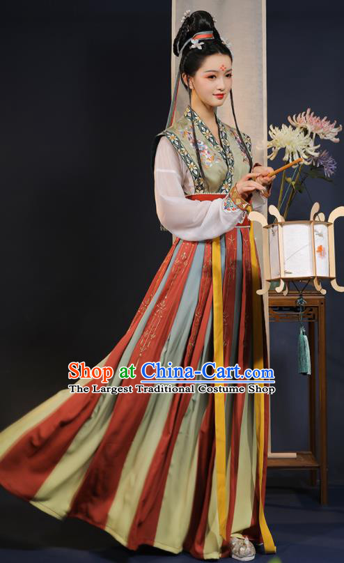 China Tang Dynasty Palace Lady Historical Clothing Ancient Royal Princess Dance Embroidered Hanfu Dress Garments