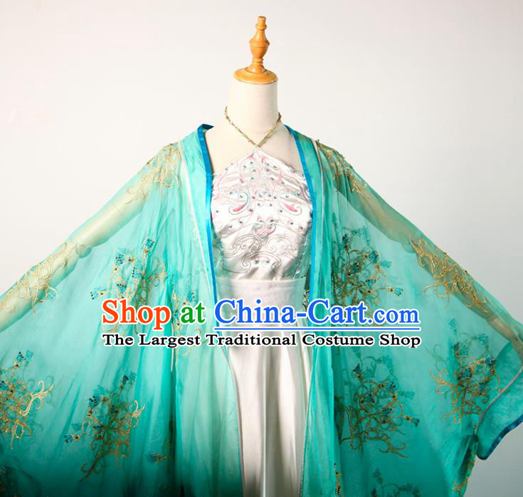 China Ancient Goddess Blue Hanfu Dress Tang Dynasty Princess Garments Traditional Drama Cosplay Fairy Clothing