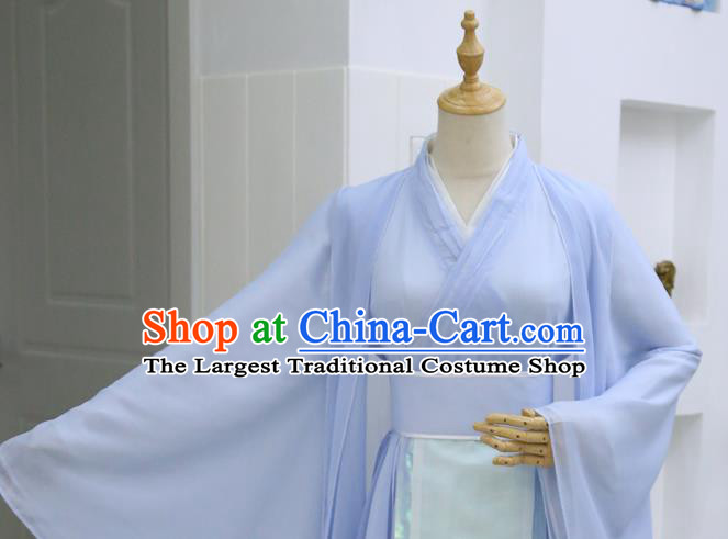 China Han Dynasty Princess Garments Traditional Cosplay Drama The honey sank like frost Clothing Ancient Fairy Jin Mi Blue Hanfu Dress