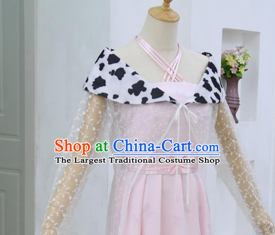 China Ancient Young Beauty Pink Hanfu Dress Cosplay Swordswoman Garments Traditional Drama Shui Yue Dong Tian Yin Tianxue Clothing