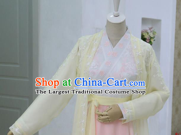 China Ancient Young Lady Yellow Hanfu Dress Cosplay Ming Dynasty Female Swordsman Garments Traditional Drama Under the Power Tan Songyun Clothing