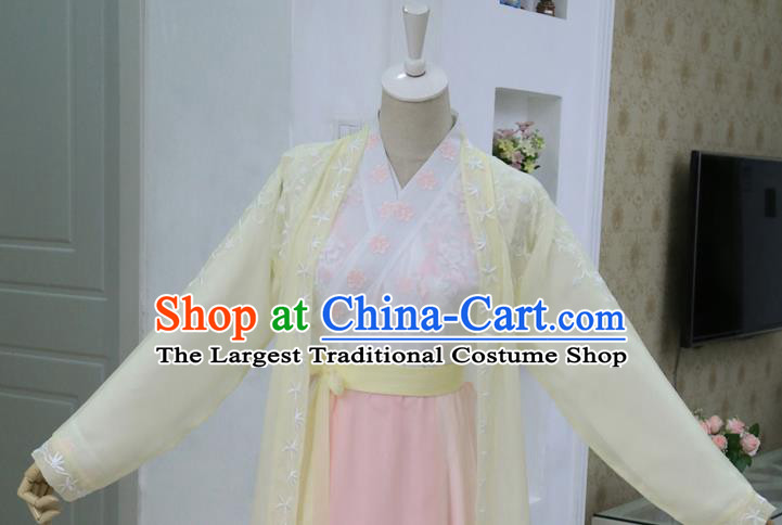 China Ancient Young Lady Yellow Hanfu Dress Cosplay Ming Dynasty Female Swordsman Garments Traditional Drama Under the Power Tan Songyun Clothing