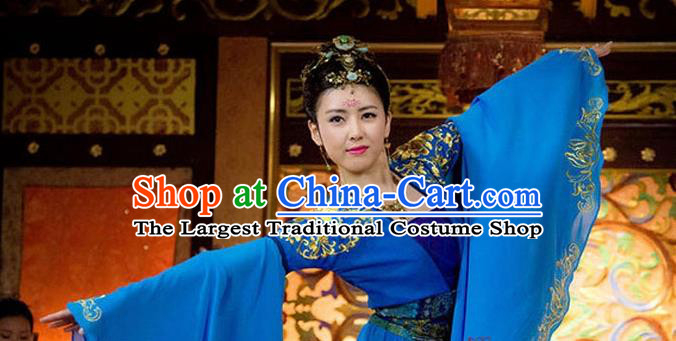 China Ancient Imperial Consort Blue Hanfu Dress Cosplay Ming Dynasty Court Beauty Dance Garments Traditional Drama The Four Die Wu Clothing
