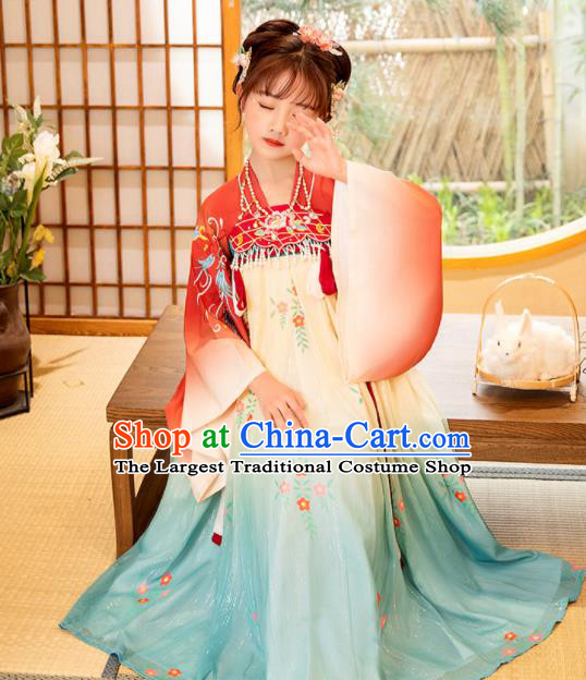 Chinese Ancient Tang Dynasty Princess Garments Children Classical Dance Clothing Traditional Hanfu Dress