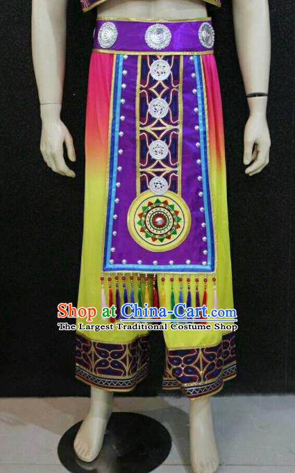China Traditional Zhuang Nationality Wedding Outfits Clothing Guangxi Ethnic Bridegroom Garment Costumes and Hat
