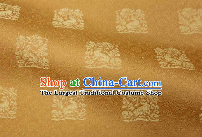 Japanese Classical Rabbit Pattern Damask Traditional Kimono Satin Cloth Kyoto Yellow Brocade Fabric Nishijin Tapestry