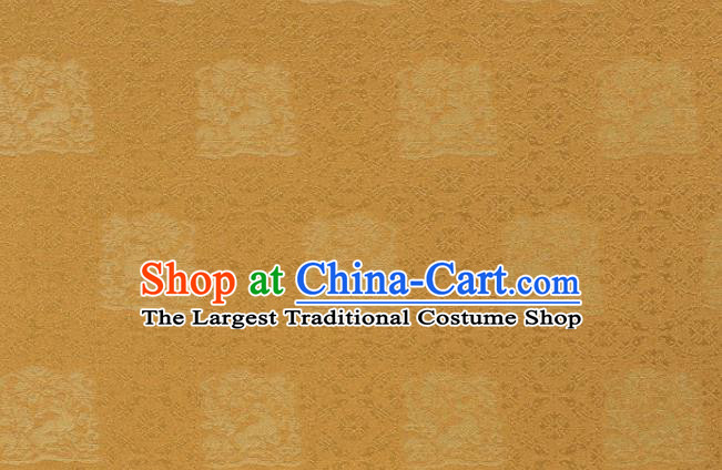 Japanese Classical Rabbit Pattern Damask Traditional Kimono Satin Cloth Kyoto Yellow Brocade Fabric Nishijin Tapestry