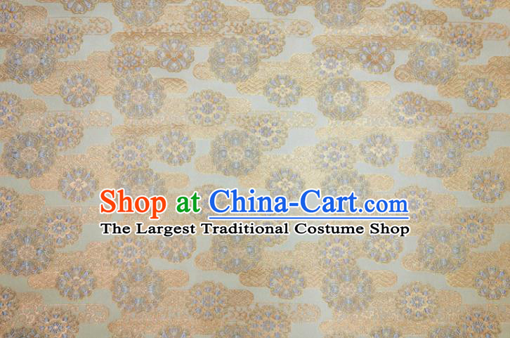 Japanese Royal Peony Pattern White Brocade Kimono Satin Cloth Traditional Damask Drapery Classical Nishijin Tapestry Fabric