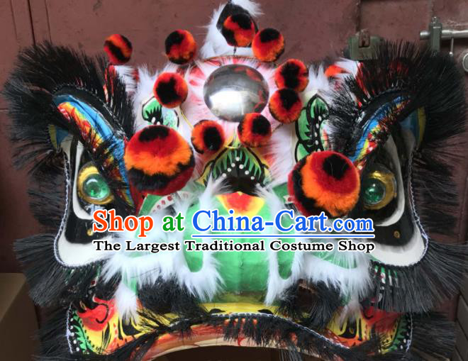 China Spring Festival Lion Dancing Competition Uniforms Handmade Green Lion Head Southern Lion Dance Performance Black Fur Costumes