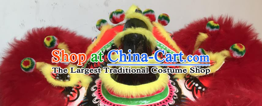 China Spring Festival Lion Dancing Performance Costumes Handmade Red Fur Lion Head Southern Lion Dance Competition Uniforms