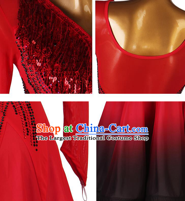 Professional Ballroom Dancing Fashion Waltz Dance Competition Costume Women International Dance Clothing Modern Dance Red Dress