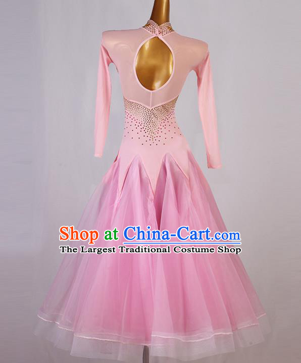 Professional Waltz Dance Competition Costume Women International Dance Clothing Modern Dance Pink Dress Ballroom Dancing Fashion